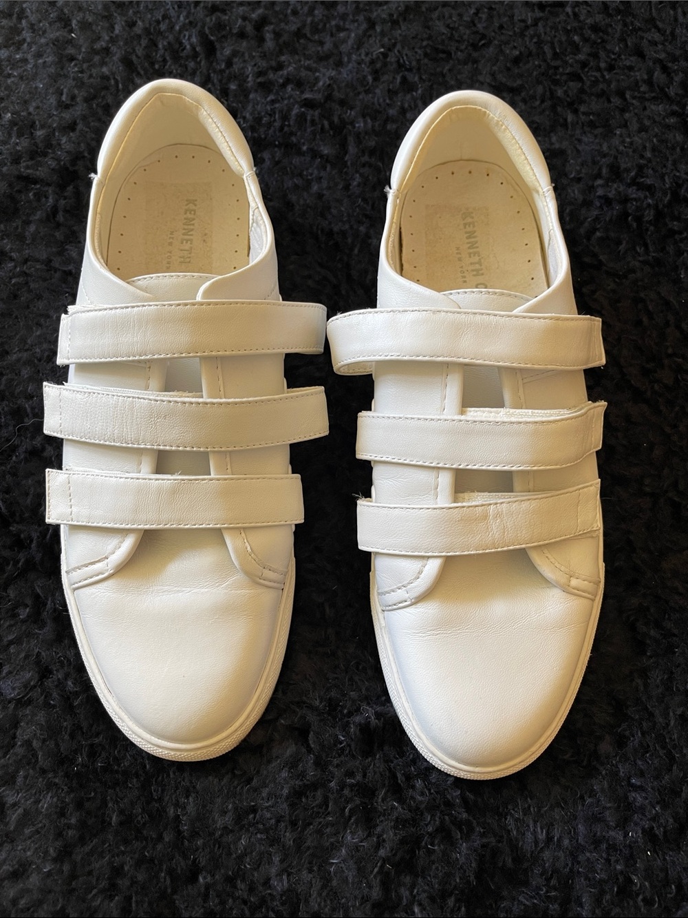 Kenneth Cole Woman’s White Triple-Strap Sneakers
